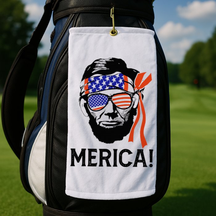 Abraham Lincoln 4th Of July Merica American Flag Golf Towel