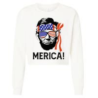 Abraham Lincoln 4th Of July Merica American Flag Cropped Pullover Crew
