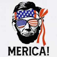 Abraham Lincoln 4th Of July Merica American Flag Cropped Pullover Crew