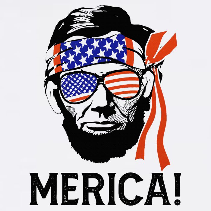 Abraham Lincoln 4th Of July Merica American Flag Cropped Pullover Crew