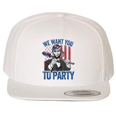 Abraham Lincoln 4th Of July American Wool Snapback Cap
