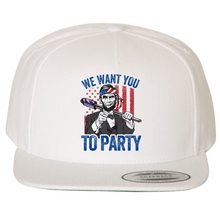 Abraham Lincoln 4th Of July American Wool Snapback Cap