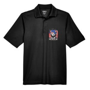 Abraham Lincoln 4th Of July Merica  American Flag Men's Origin Performance Pique Polo