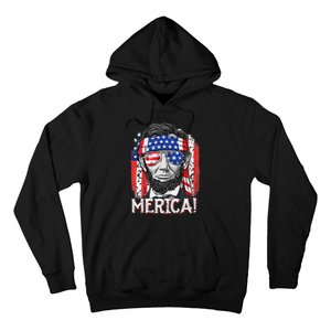 Abraham Lincoln 4th Of July Merica  American Flag Hoodie