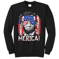 Abraham Lincoln 4th Of July Merica  American Flag Sweatshirt