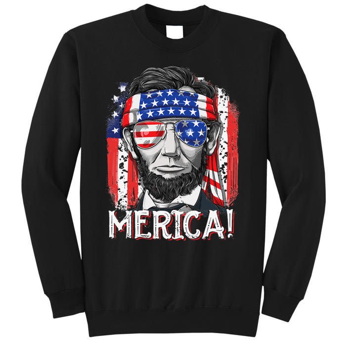 Abraham Lincoln 4th Of July Merica  American Flag Sweatshirt