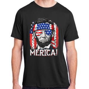 Abraham Lincoln 4th Of July Merica  American Flag Adult ChromaSoft Performance T-Shirt