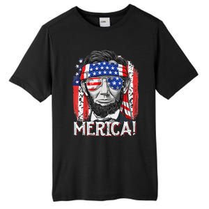 Abraham Lincoln 4th Of July Merica  American Flag Tall Fusion ChromaSoft Performance T-Shirt