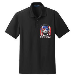 Abraham Lincoln 4th Of July Merica  American Flag Dry Zone Grid Polo