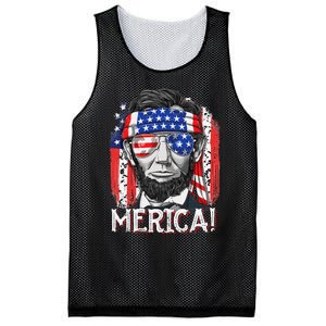 Abraham Lincoln 4th Of July Merica  American Flag Mesh Reversible Basketball Jersey Tank