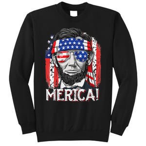 Abraham Lincoln 4th Of July Merica  American Flag Tall Sweatshirt