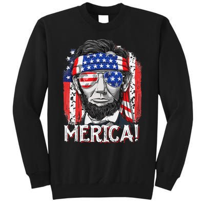 Abraham Lincoln 4th Of July Merica  American Flag Tall Sweatshirt