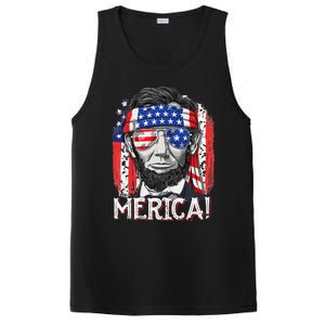 Abraham Lincoln 4th Of July Merica  American Flag PosiCharge Competitor Tank