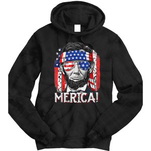 Abraham Lincoln 4th Of July Merica  American Flag Tie Dye Hoodie