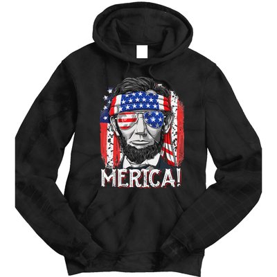 Abraham Lincoln 4th Of July Merica  American Flag Tie Dye Hoodie