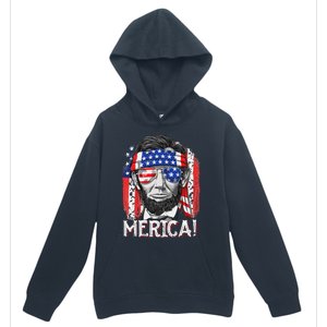 Abraham Lincoln 4th Of July Merica  American Flag Urban Pullover Hoodie