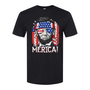 Abraham Lincoln 4th Of July Merica  American Flag Softstyle CVC T-Shirt