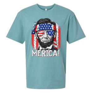 Abraham Lincoln 4th Of July Merica  American Flag Sueded Cloud Jersey T-Shirt