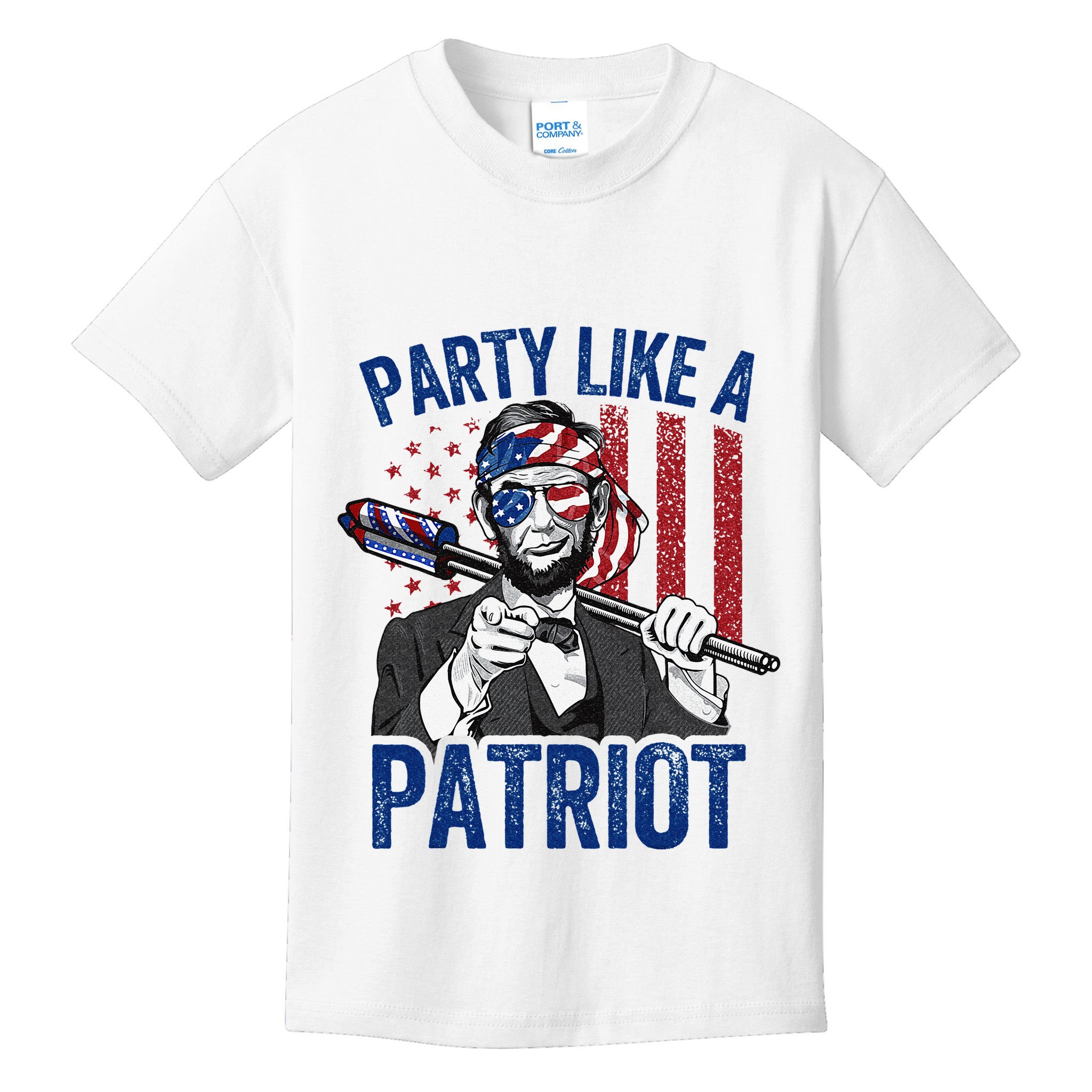 Abraham Lincoln 4th Of July American USA Flag Kids T-Shirt