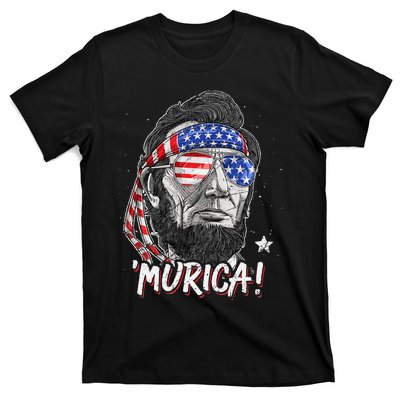 Abraham Lincoln 4th Of July Murica   American Flag T-Shirt