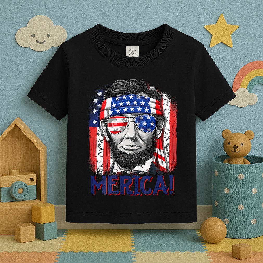 Abraham Lincoln 4th Of July Merica American Flag Toddler T-Shirt