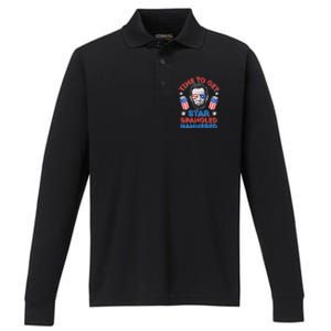 Abe Lincoln 4th Of July Time To Get Star Spangled Hammered Performance Long Sleeve Polo