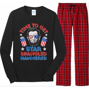 Abe Lincoln 4th Of July Time To Get Star Spangled Hammered Long Sleeve Pajama Set