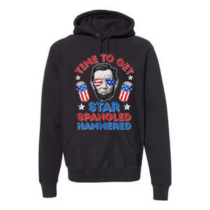 Abe Lincoln 4th Of July Time To Get Star Spangled Hammered Premium Hoodie