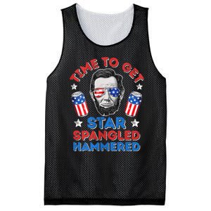 Abe Lincoln 4th Of July Time To Get Star Spangled Hammered Mesh Reversible Basketball Jersey Tank