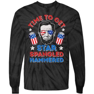 Abe Lincoln 4th Of July Time To Get Star Spangled Hammered Tie-Dye Long Sleeve Shirt