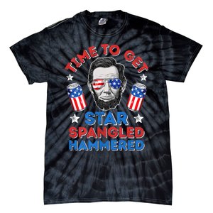 Abe Lincoln 4th Of July Time To Get Star Spangled Hammered Tie-Dye T-Shirt