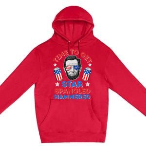 Abe Lincoln 4th Of July Time To Get Star Spangled Hammered Premium Pullover Hoodie