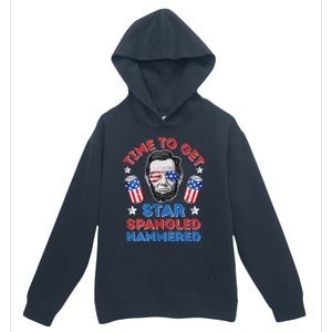 Abe Lincoln 4th Of July Time To Get Star Spangled Hammered Urban Pullover Hoodie