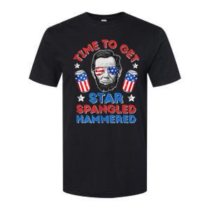 Abe Lincoln 4th Of July Time To Get Star Spangled Hammered Softstyle CVC T-Shirt