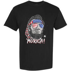 Abraham Lincoln 4th Of July Murica American Flag Garment-Dyed Heavyweight T-Shirt