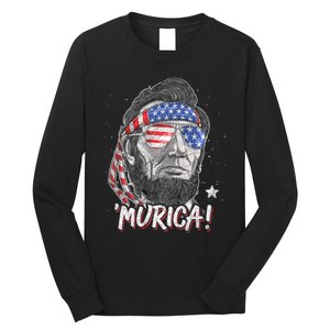 Abraham Lincoln 4th Of July Murica American Flag Long Sleeve Shirt