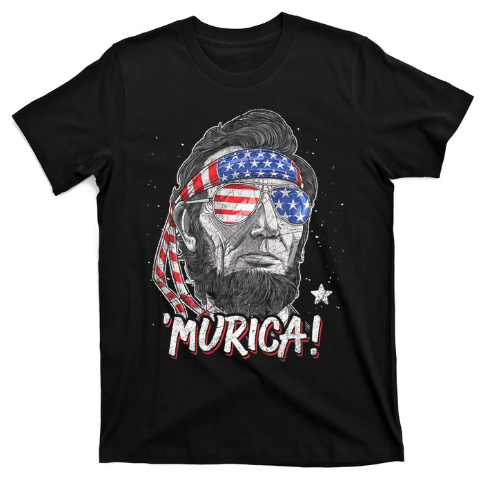 Abraham Lincoln 4th Of July Murica American Flag T-Shirt