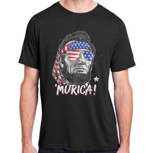 Abraham Lincoln 4th Of July Murica American Flag Adult ChromaSoft Performance T-Shirt