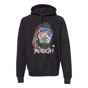 Abraham Lincoln 4th Of July Murica American Flag Premium Hoodie