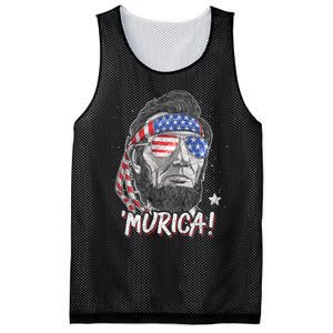 Abraham Lincoln 4th Of July Murica American Flag Mesh Reversible Basketball Jersey Tank