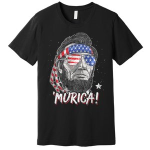 Abraham Lincoln 4th Of July Murica American Flag Premium T-Shirt