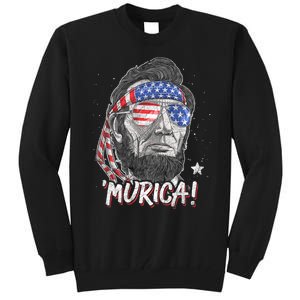 Abraham Lincoln 4th Of July Murica American Flag Tall Sweatshirt