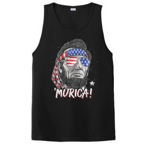 Abraham Lincoln 4th Of July Murica American Flag PosiCharge Competitor Tank