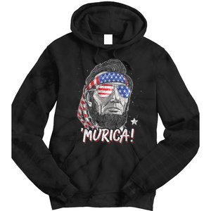 Abraham Lincoln 4th Of July Murica American Flag Tie Dye Hoodie