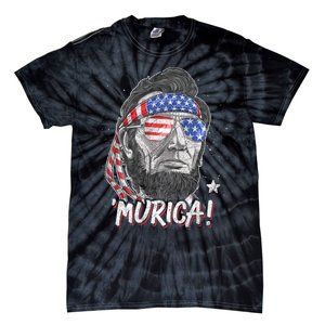 Abraham Lincoln 4th Of July Murica American Flag Tie-Dye T-Shirt