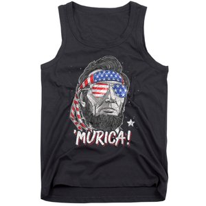 Abraham Lincoln 4th Of July Murica American Flag Tank Top