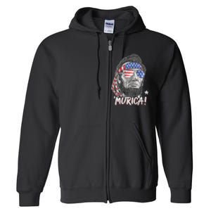 Abraham Lincoln 4th Of July Murica American Flag Full Zip Hoodie