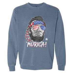 Abraham Lincoln 4th Of July Murica American Flag Garment-Dyed Sweatshirt