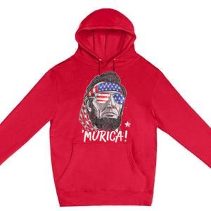 Abraham Lincoln 4th Of July Murica American Flag Premium Pullover Hoodie