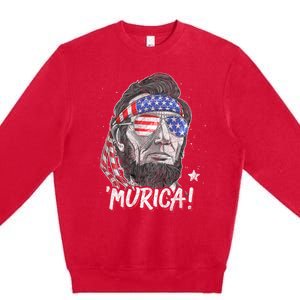 Abraham Lincoln 4th Of July Murica American Flag Premium Crewneck Sweatshirt